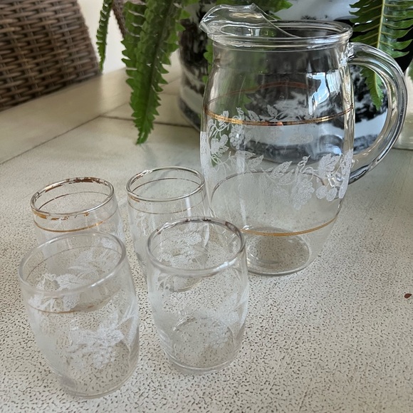 Vintage Bartlett Collins Cocktail Pitcher & juice glasses - Picture 2 of 8